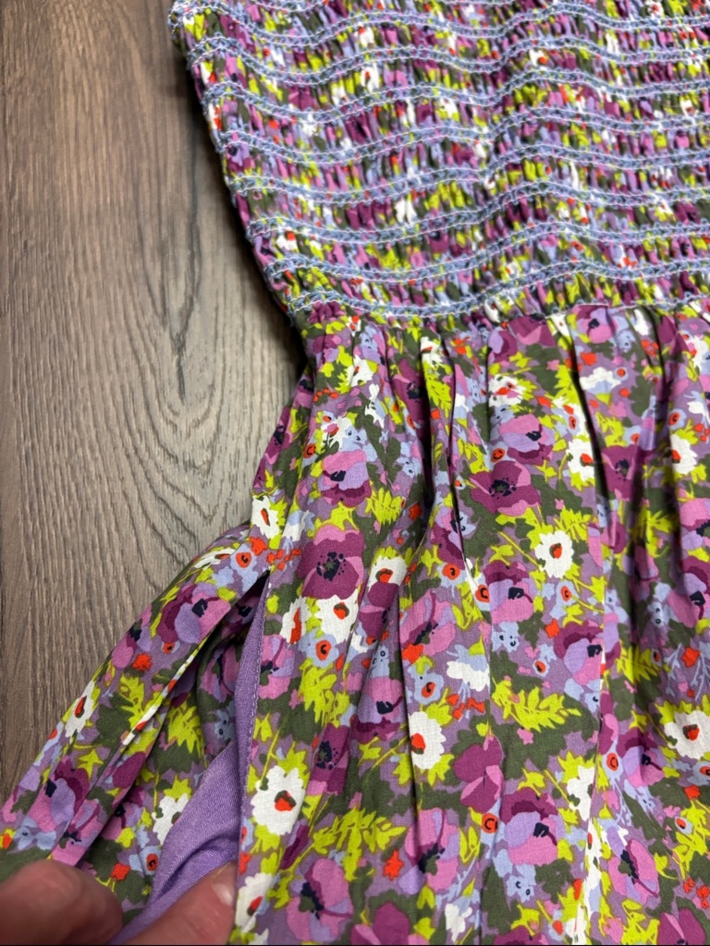 NWT English Factory Floral Smocked Midi Dress - XS purple multi - Picture 6 of 8